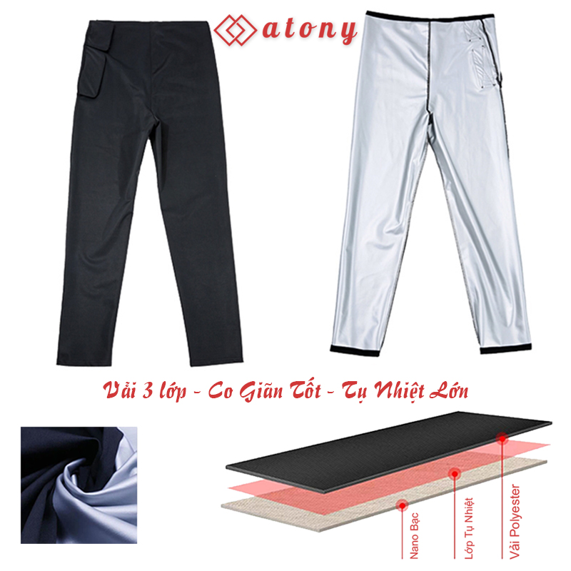 A358-17 - Set Quần Áo Tan Mỡ Bụng ATONY, Sinh Nhiệt, Đổ Mồ Hôi Chính Hãng - Set 3:Áo Khoác Có Mũ + Áo Ngực + Quần Legging Cạp Nhám