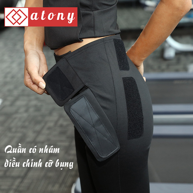 A358-17 - Set Quần Áo Tan Mỡ Bụng ATONY, Sinh Nhiệt, Đổ Mồ Hôi Chính Hãng - Set 3:Áo Khoác Có Mũ + Áo Ngực + Quần Legging Cạp Nhám