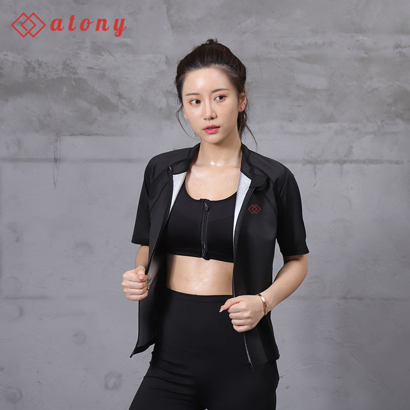 A358-25 - Đồ Tập Sinh Nhiệt Giảm Mỡ Bụng ATONY, Đổ Mồ Hôi Giảm Mỡ Bụng Chính Hãng-Set 2: Áo Khoác Ngắn Tay +Legging Cạp Chun