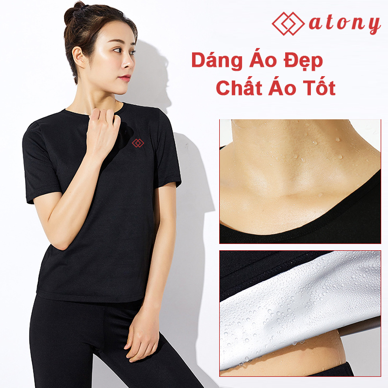 A358-33 - Set Đồ Tập Giảm Mỡ Bụng ATONY, Set Đồ Tập Sinh Nhiệt Giảm Mỡ Bụng Chính Hãng - Set 2: Áo Phông Ngắn Tay + Quần Ngố