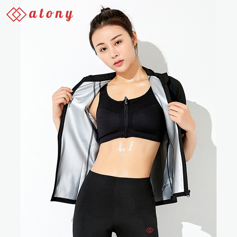 A358-35 - Bộ Đồ Sinh Nhiệt Giảm Mỡ Bụng ATONY, Bộ Đồ Đổ Mồ Hôi Giảm Mỡ Bụng Chính Hãng - Set 2: Áo Khoác Ngắn Tay + Quần Ngố