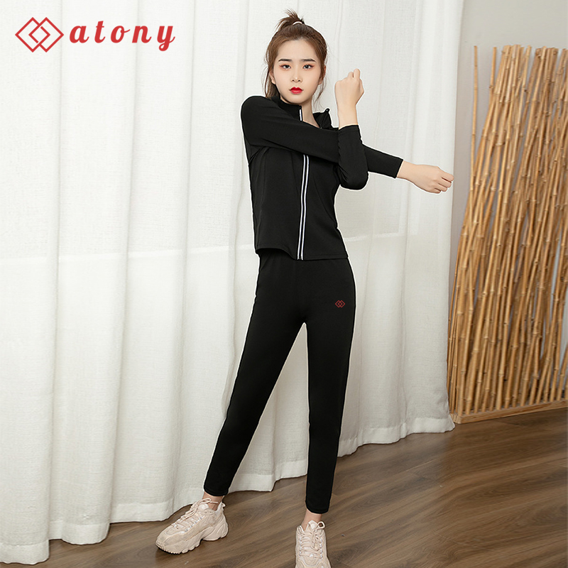 A358-51 - Bộ Quần Áo Giảm Mỡ Bụng ATONY, Bộ Quần Áo Sinh Nhiệt Giảm Mỡ Bụng Chính Hãng -Set 2: Áo Khoác Dài Tay +Quần Nịt Bụng