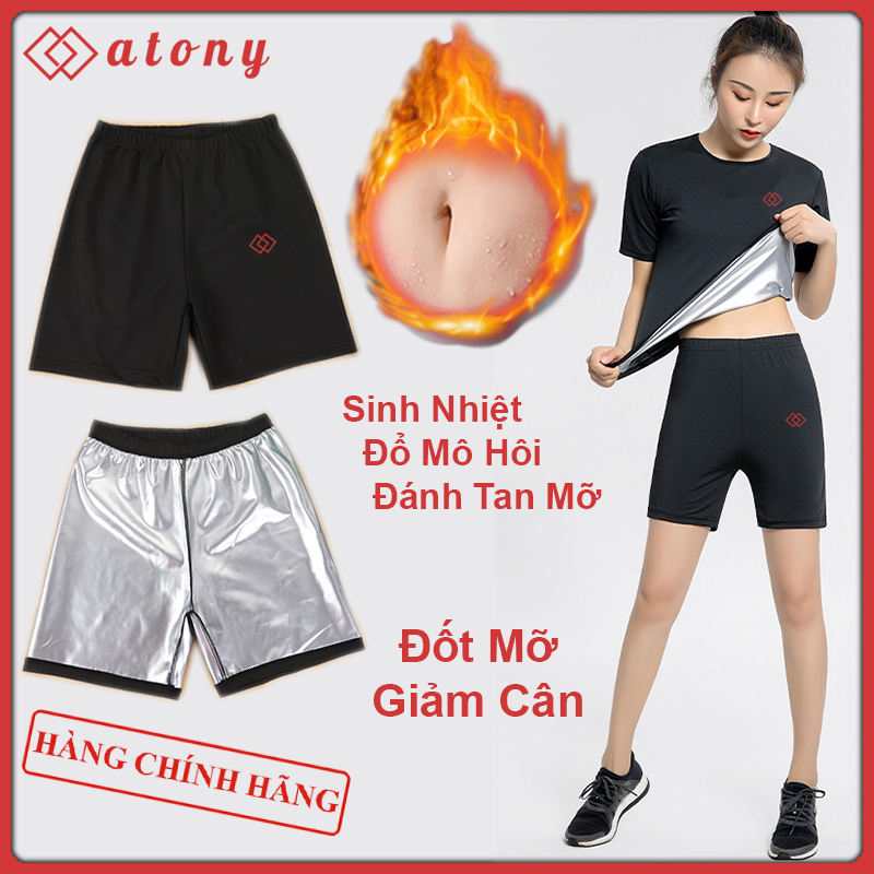 A358-66 - Bộ Quần Áo Sinh Nhiệt Giảm Mỡ Bụng ATONY, Bộ Quần Áo Giảm Mỡ Bụng Chính Hãng - Set 2: Áo Phông Dài Tay + Quần Đùi Ngắn