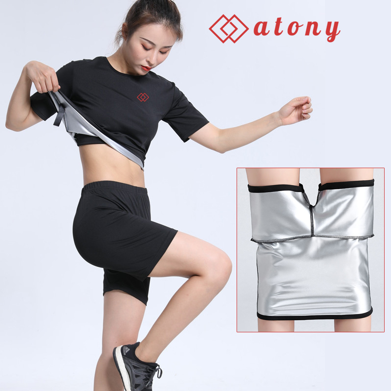 A358-66 - Bộ Quần Áo Sinh Nhiệt Giảm Mỡ Bụng ATONY, Bộ Quần Áo Giảm Mỡ Bụng Chính Hãng - Set 2: Áo Phông Dài Tay + Quần Đùi Ngắn